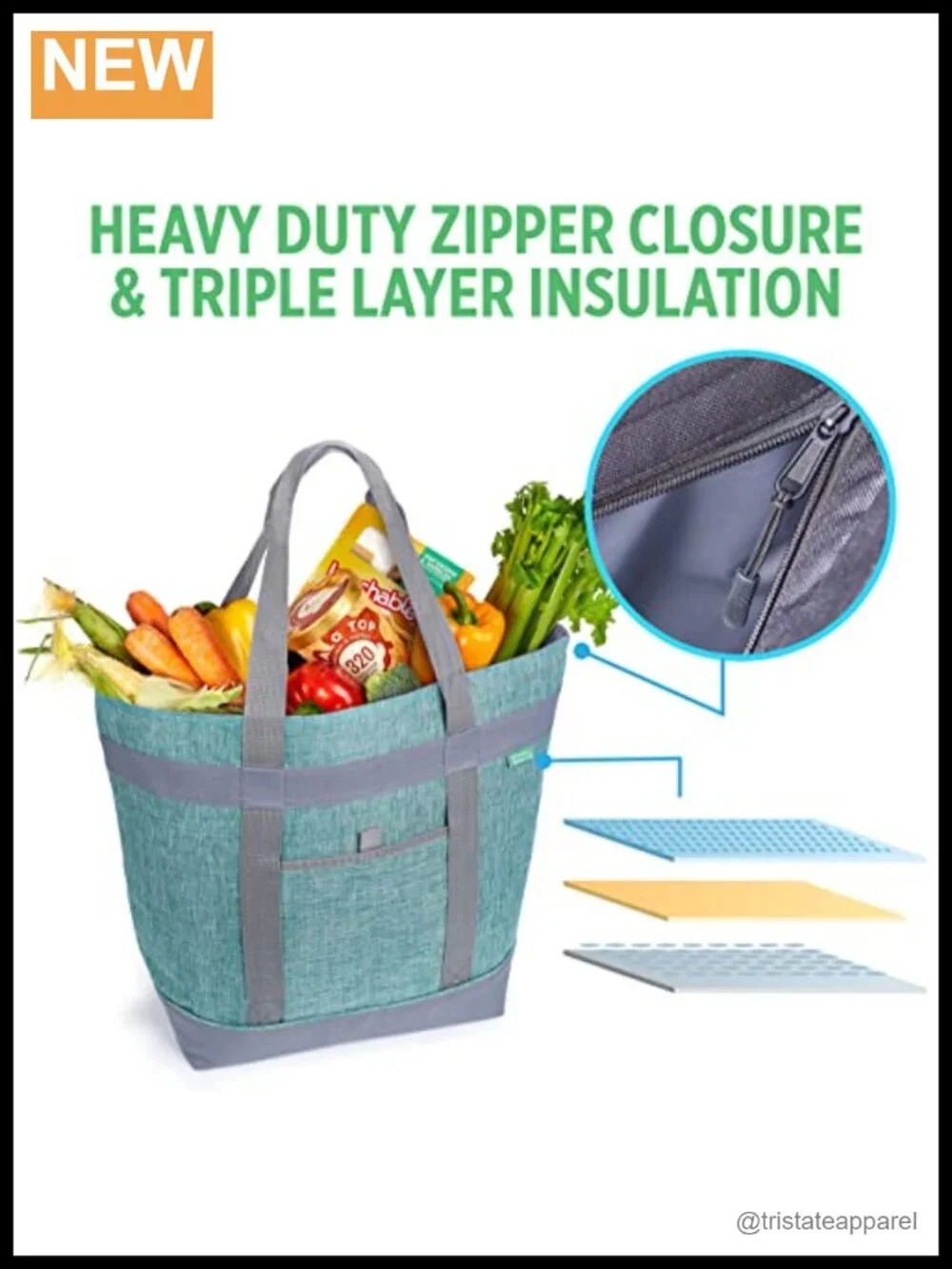 Extra-Large Insulated Cooler Bag Heavy Duty Thermal Grocery Tote
